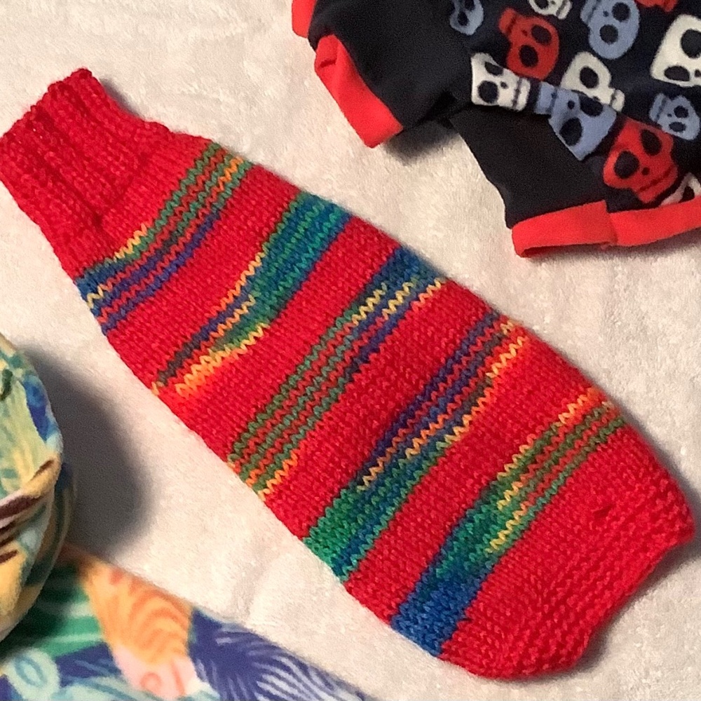 Hand knit doggie sweater. NWOT